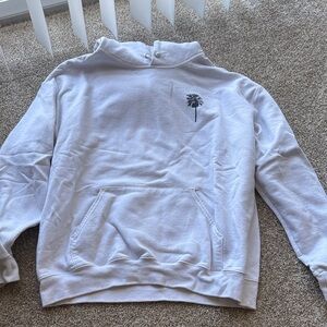 Men's White Palm-Emblem Hoodie Sweater